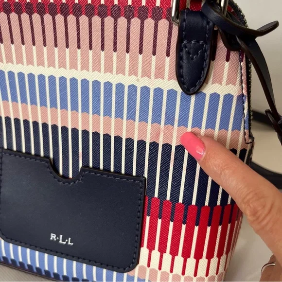 Lauren Ralph Lauren Red White Blue Crossbody Bag Lindley Alissa - Picture 3 of 16